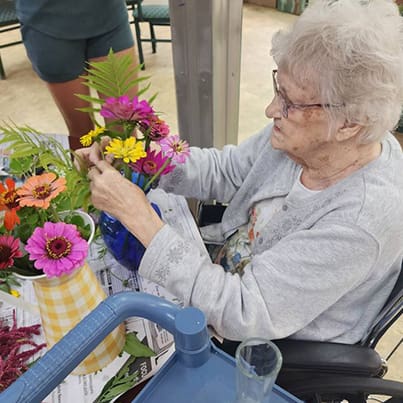holding flowers